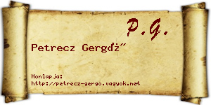 Petrecz Gergő névjegykártya